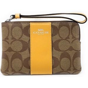 Coach Women's Corner Zip Wristlet In Signature Canvas (Khaki - Honeycomb)